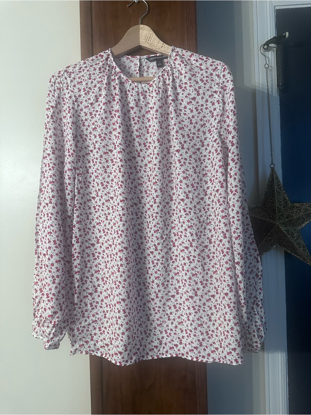 Calvin Klein Jeans White Blouse with Pink Floral Print